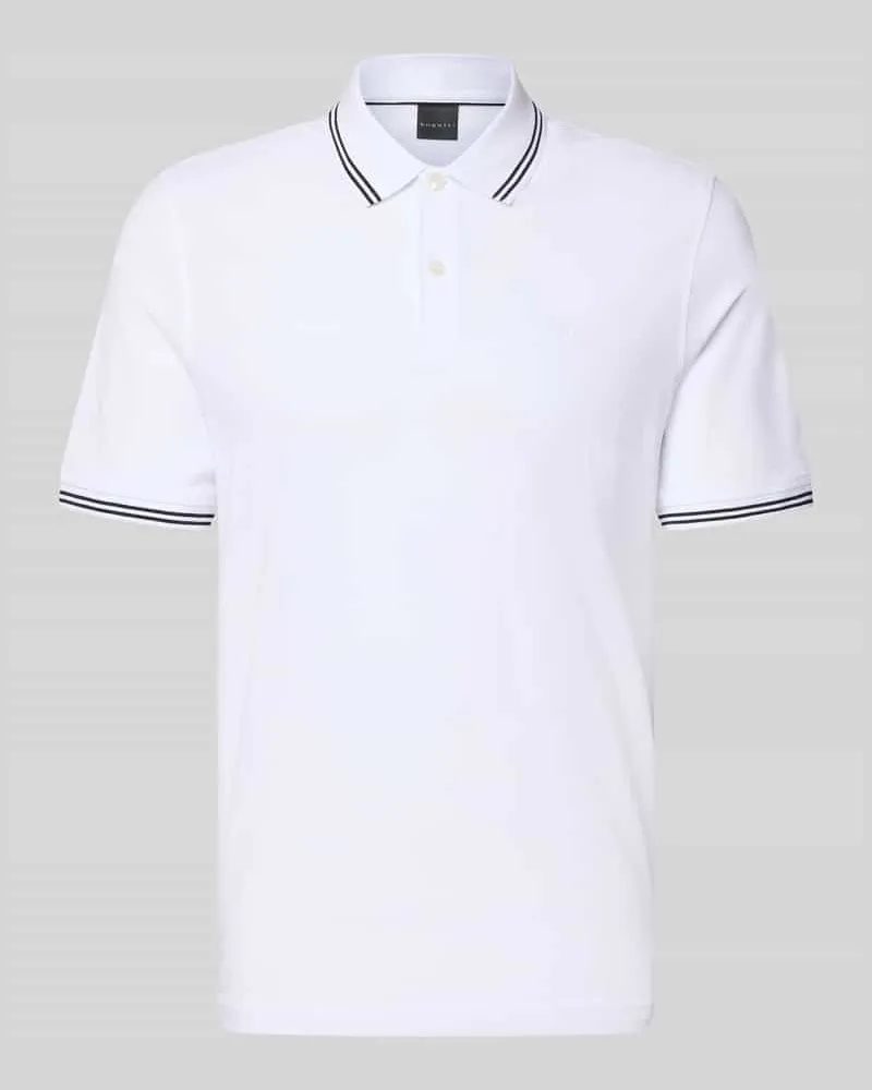 Bugatti Regular Fit Poloshirt mit Logo-Stitching Weiss