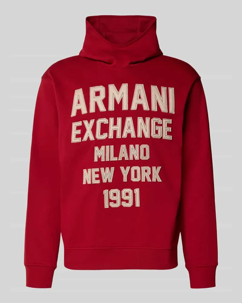 Armani Exchange Hoodie mit Label-Stitchings Dunkelrot