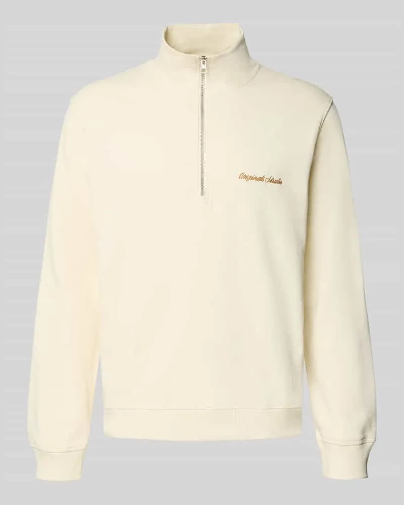Jack & Jones Sweatshirt mit Troyer-Kragen und Label-Stitching 