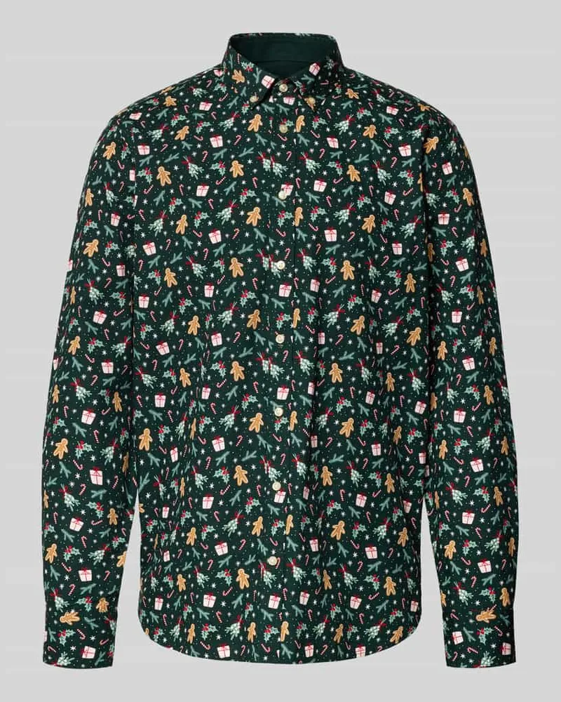 MONTEGO Regular Fit Freizeithemd mit Button-Down-Kragen Dunkelgruen