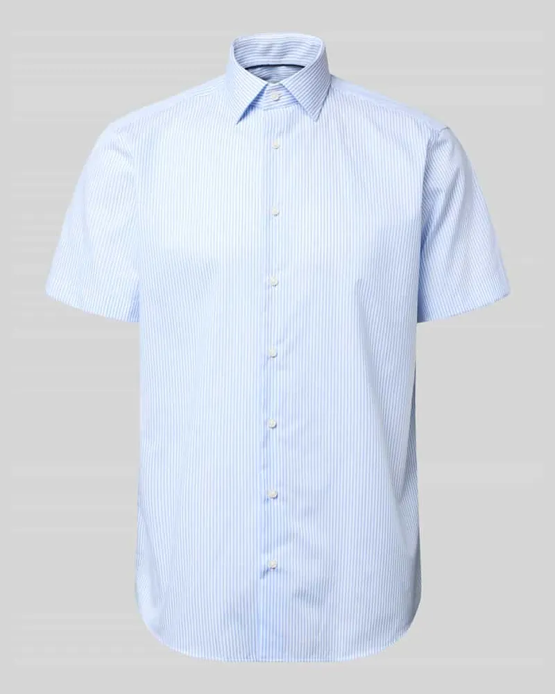 Christian Berg Regular Fit Business-Hemd aus Baumwolle mit Kentkragen Bleu