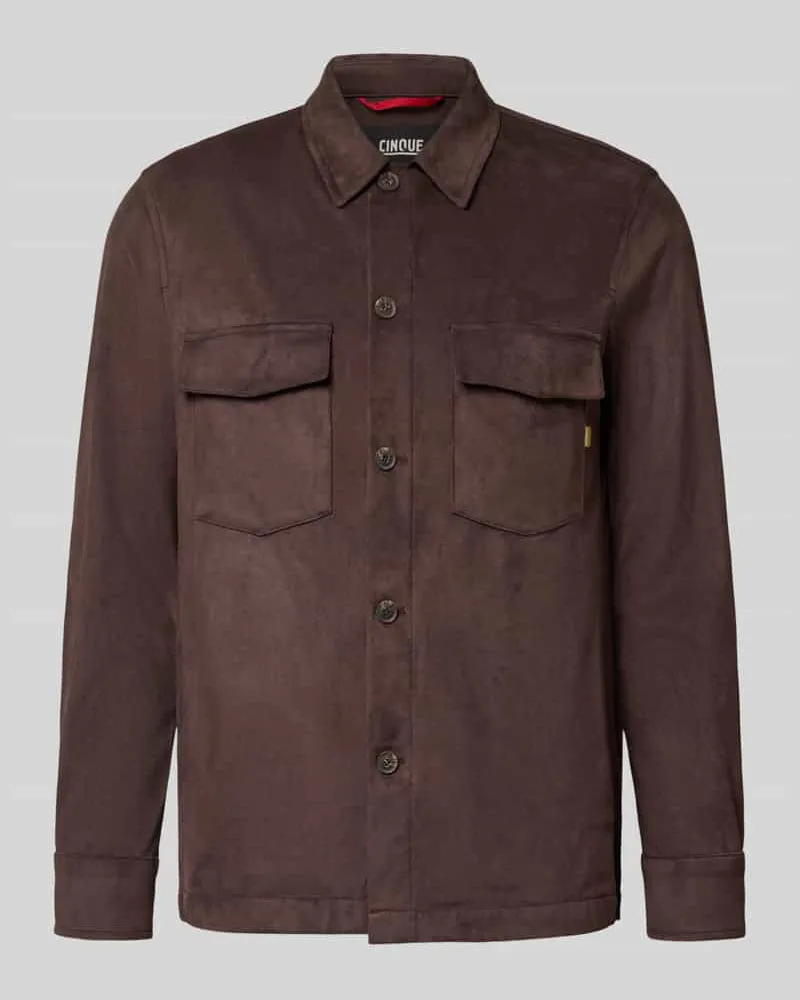 cinque Regular Fit Hemdjacke mit Brusttaschen Modell 'MULTI Dunkelbraun