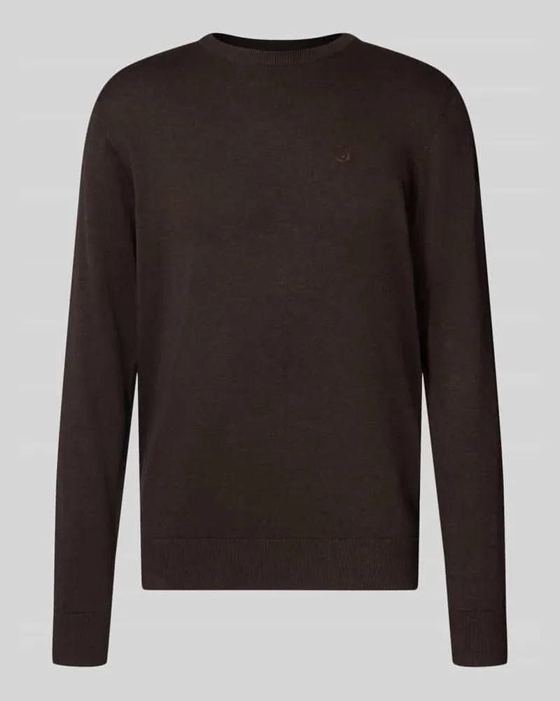 Bugatti Relaxed Fit Strickpullover aus reiner Baumwolle Mittelbraun