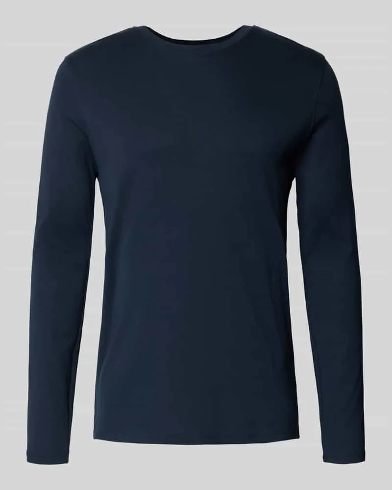McNeal Longsleeve mit geripptem Rundhalsausschnitt Dunkelblau