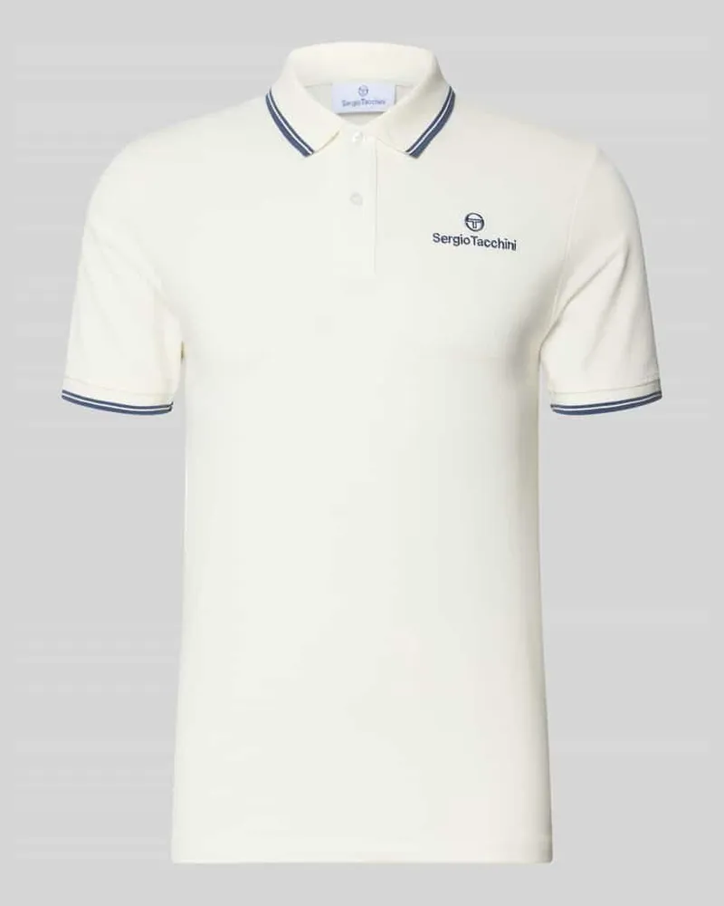Sergio Tacchini Slim Fit Poloshirt mit Logo-Stitching Modell 'Reed Offwhite