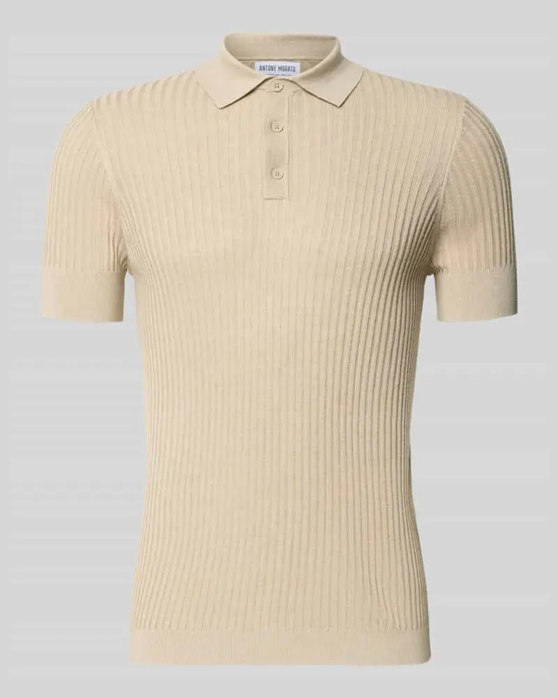 Antony Morato Slim Fit Poloshirt aus Viskose-Mix mit Leinen-Anteil Beige