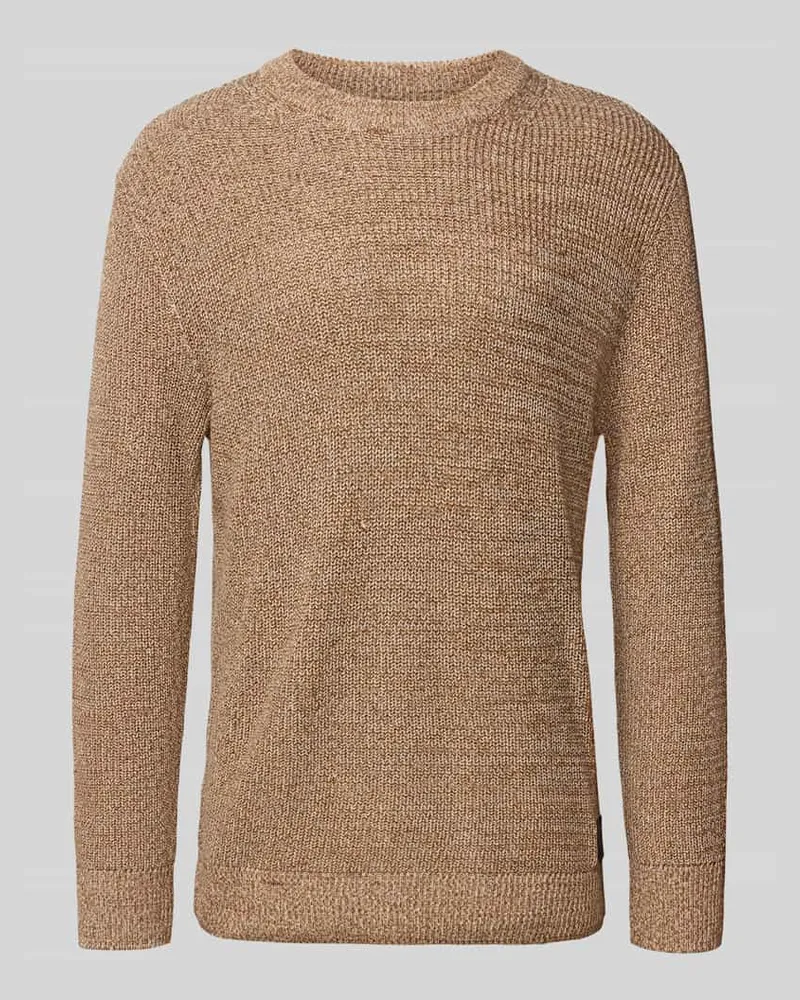 Tom Tailor Relaxed Fit Strickpullover aus Baumwoll-Mix Sand