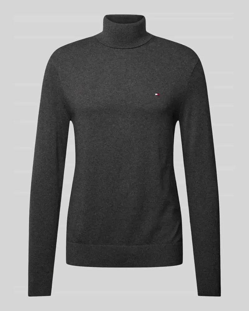 Tommy Hilfiger Rollkragenpullover mit Logo-Stitching Modell 'PIMA Anthrazit