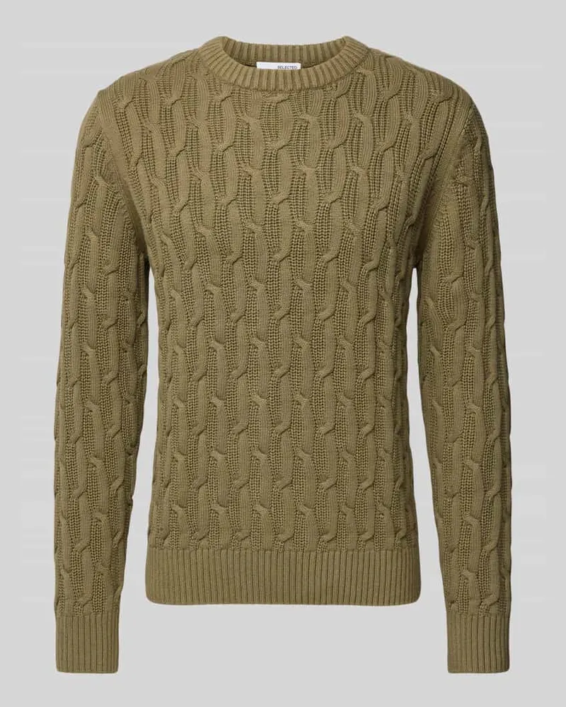 Selected Homme Strickpullover mit gerippten Abschlüssen Modell 'CAI Oliv