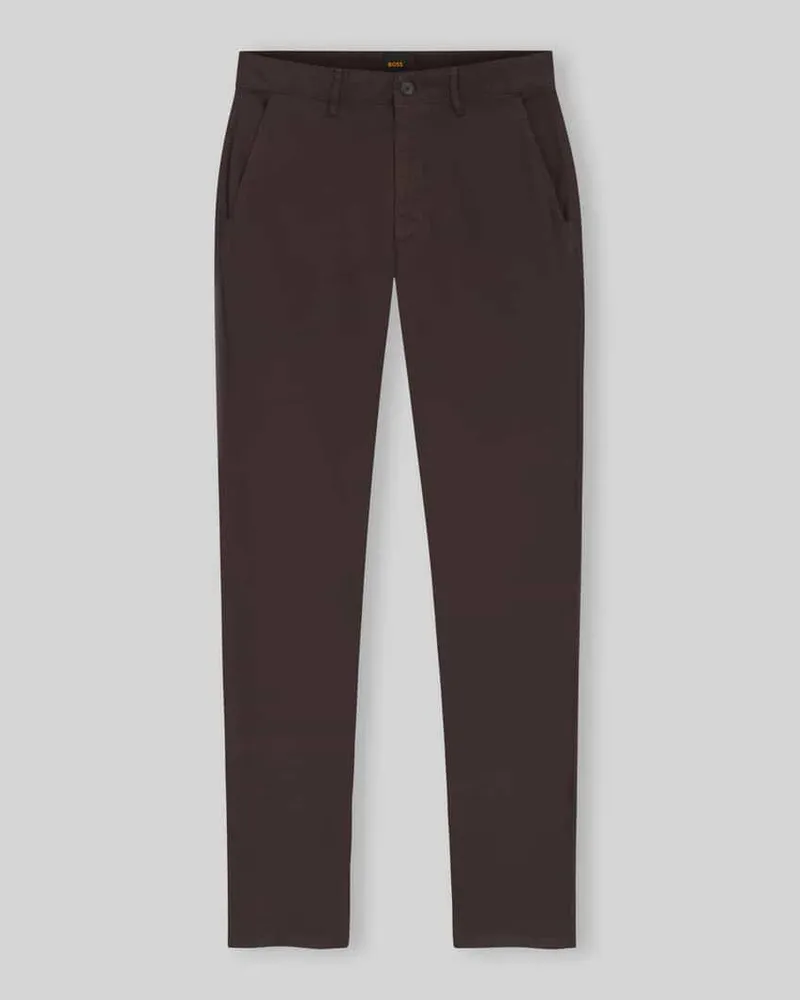 HUGO BOSS Slim Fit Chino aus Baumwoll-Mix Modell 'Chino Slim Dunkelbraun