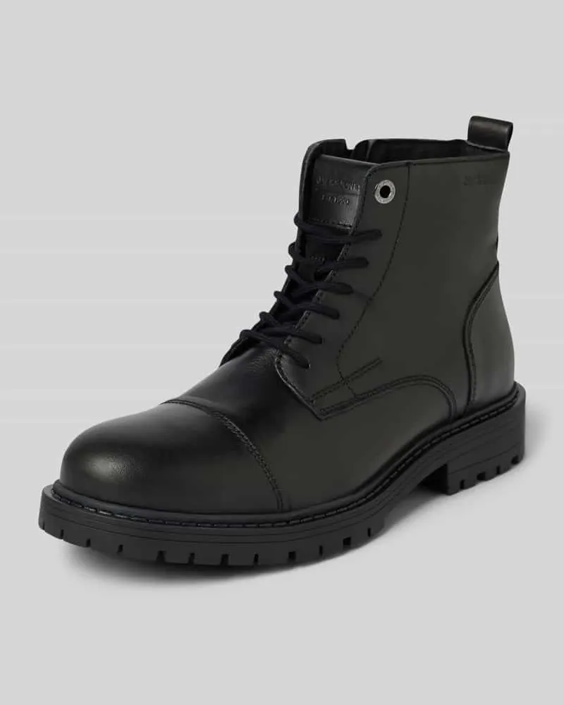 Jack & Jones Lederboots mit Zugschlaufe Modell 'TREMOR Black