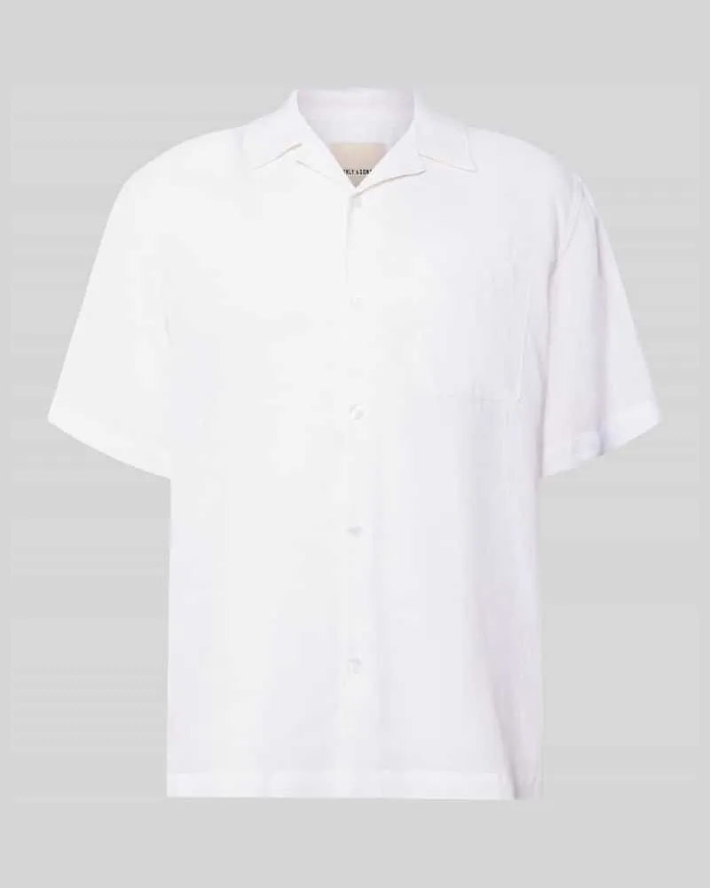 Only & Sons Relaxed Fit Freizeithemd aus Leinen-Viskose-Mix Modell 'LAURENCE Weiss