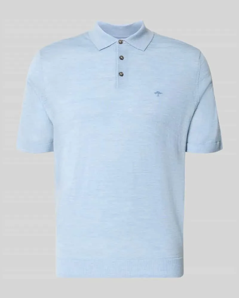 Fynch-Hatton Regular Fit Poloshirt aus reiner Baumwolle in Strick-Optik Hellblau