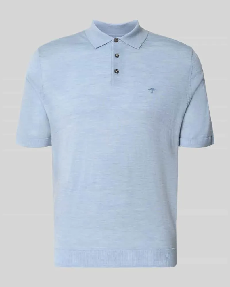 Fynch-Hatton Regular Fit Poloshirt aus reiner Baumwolle in Strick-Optik Hellblau