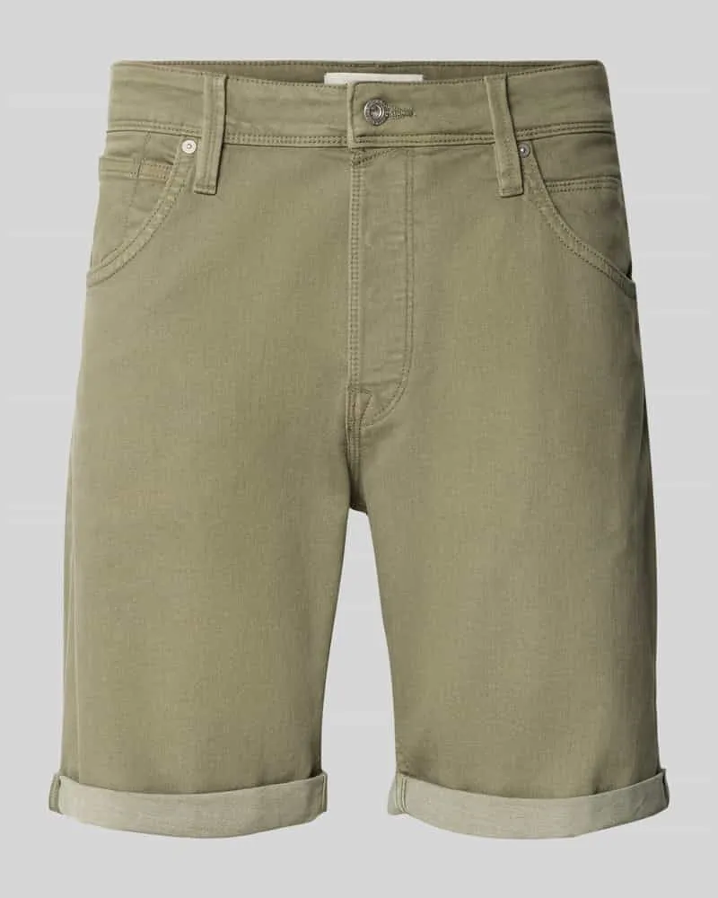 Jack & Jones Regular Fit Shorts mit Umschlag Modell 'RICK Oliv