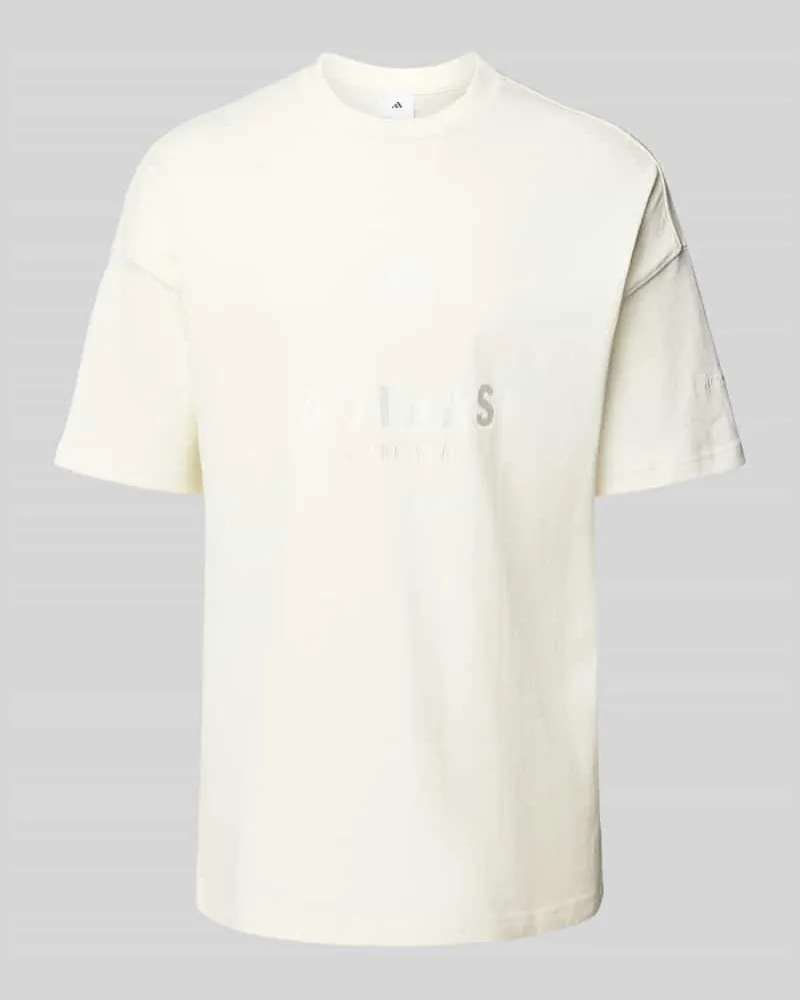 adidas T-Shirt mit Label-Stitching Offwhite
