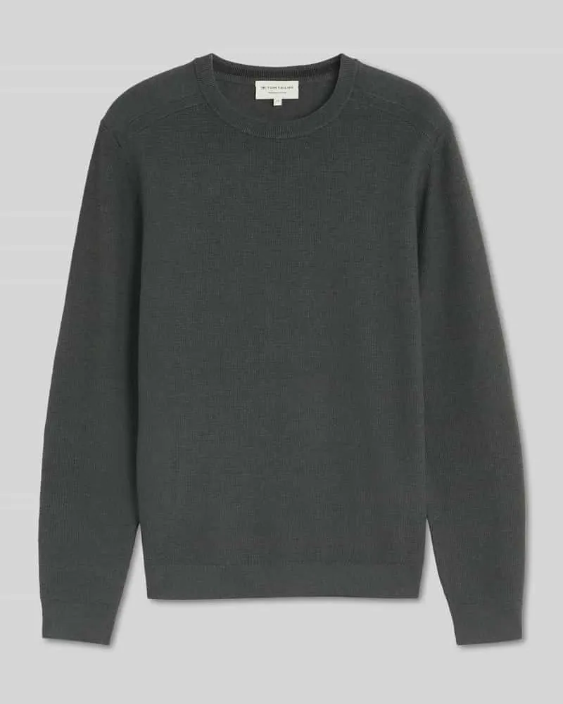 Tom Tailor Regular Fit Pullover mit Crew Neck Kragen Oliv