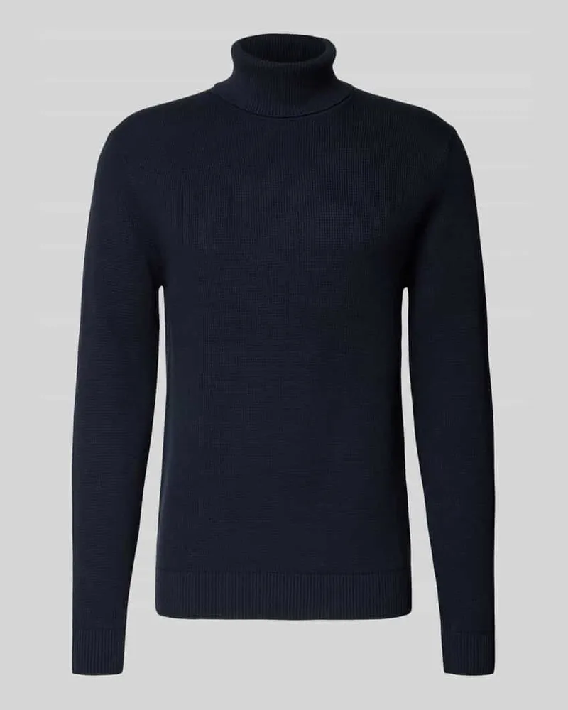 Selected Homme Regular Fit Rollkragenpullover aus reiner Baumwolle Modell 'DANE Dunkelblau