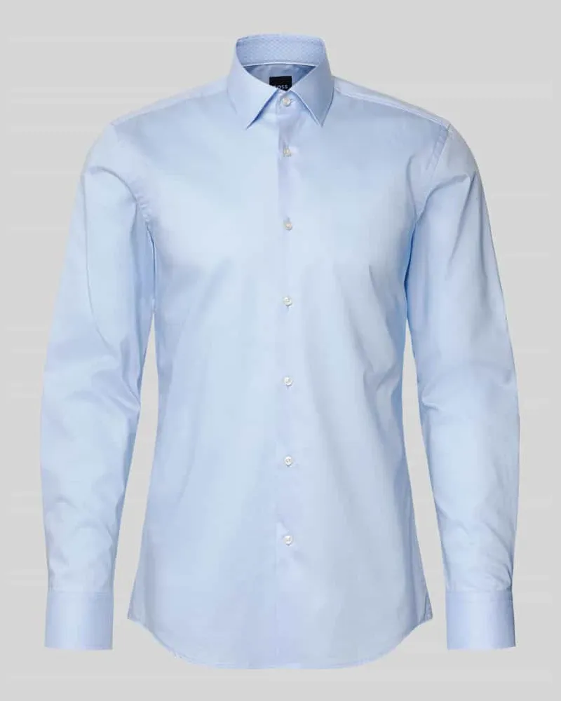 HUGO BOSS Slim Fit Businesshemd aus reiner Baumwolle Modell 'HANK Bleu