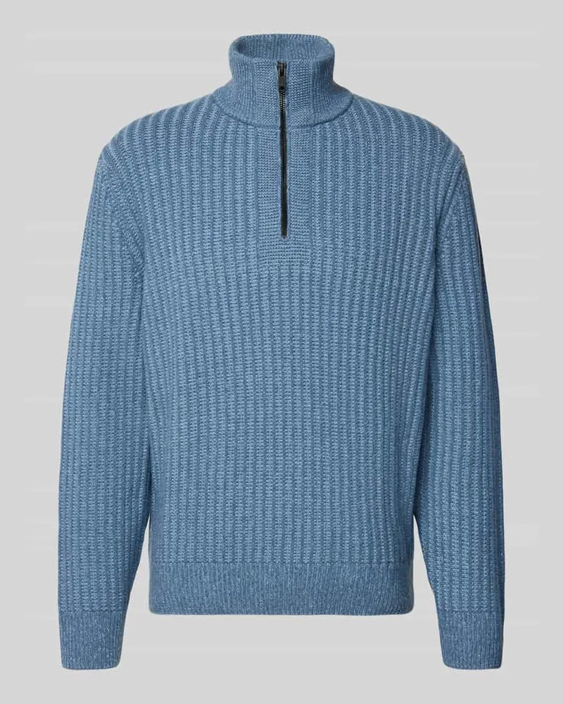 HUGO BOSS Regular Fit Troyer aus Woll-Mix Modell 'KWINTER Rauchblau