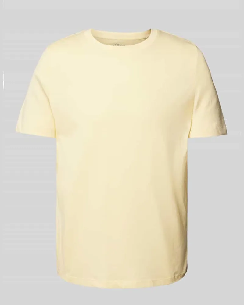 S.Oliver Regular Fit T-Shirt aus reiner Baumwolle mit Rundhalsausschnitt Hellgelb