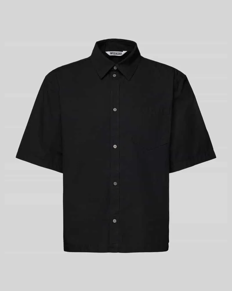 Weekday Freizeithemd mit Knopfleiste Modell 'Franco Black