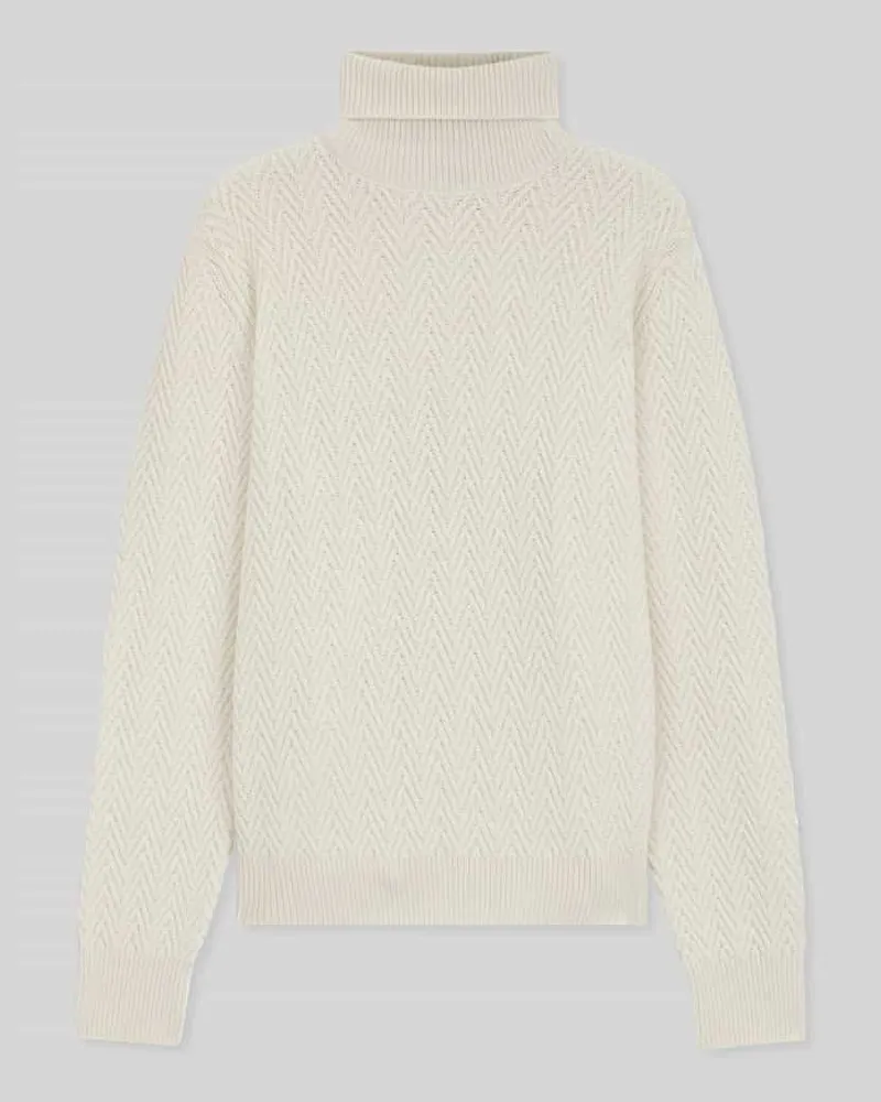 HUGO BOSS Regular Fit Rollkragenpullover aus reiner Schurwolle Modell 'HATILO Offwhite