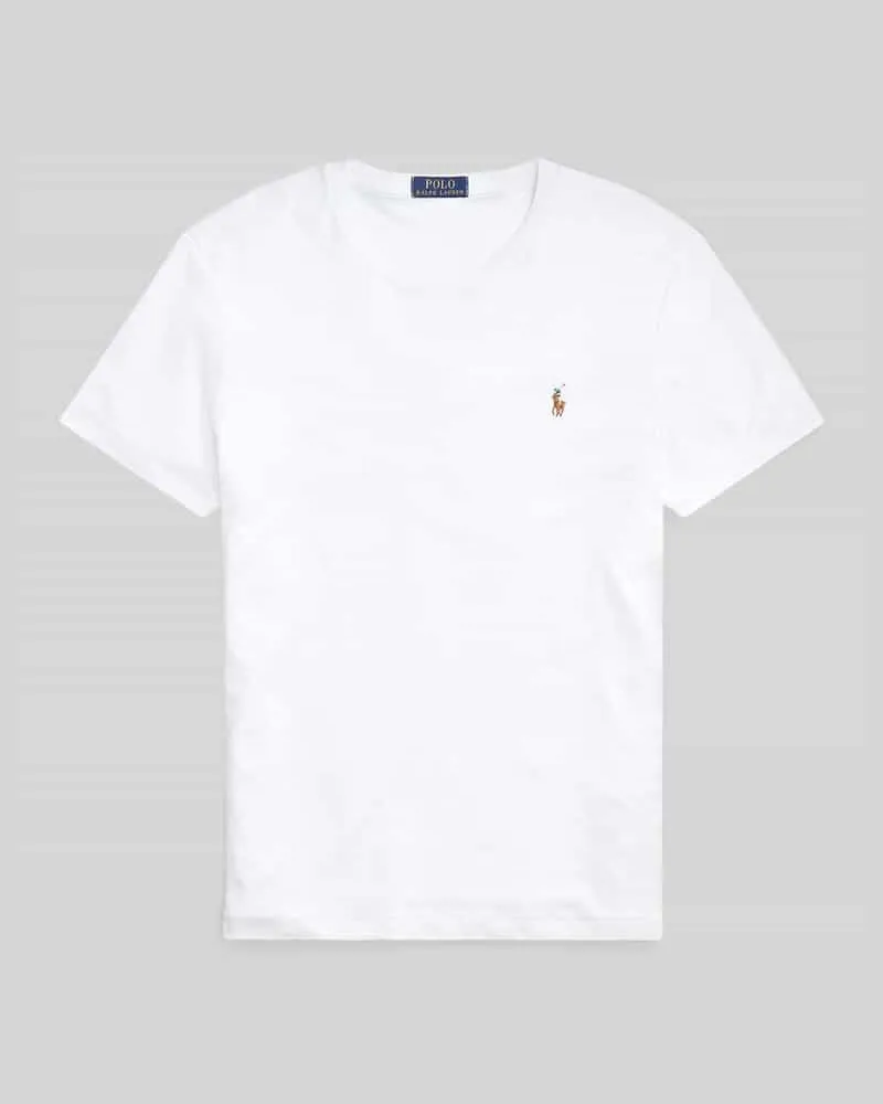 Ralph Lauren Slim Fit T-Shirt aus reiner Baumwolle Weiss
