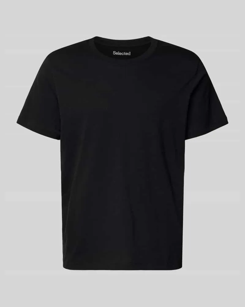 Selected Homme Regular Fit T-Shirt aus reiner Baumwolle Modell 'HASPEN Black