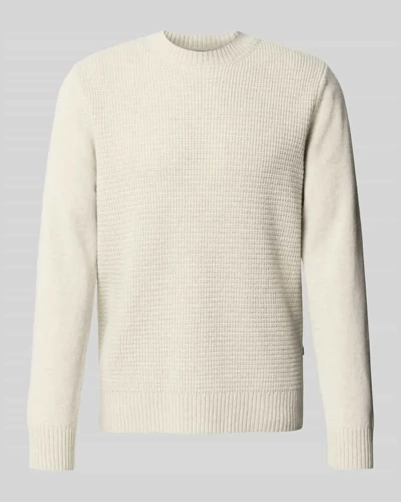 Maerz Strickpullover aus Schurwolle mit Strukturmuster Offwhite