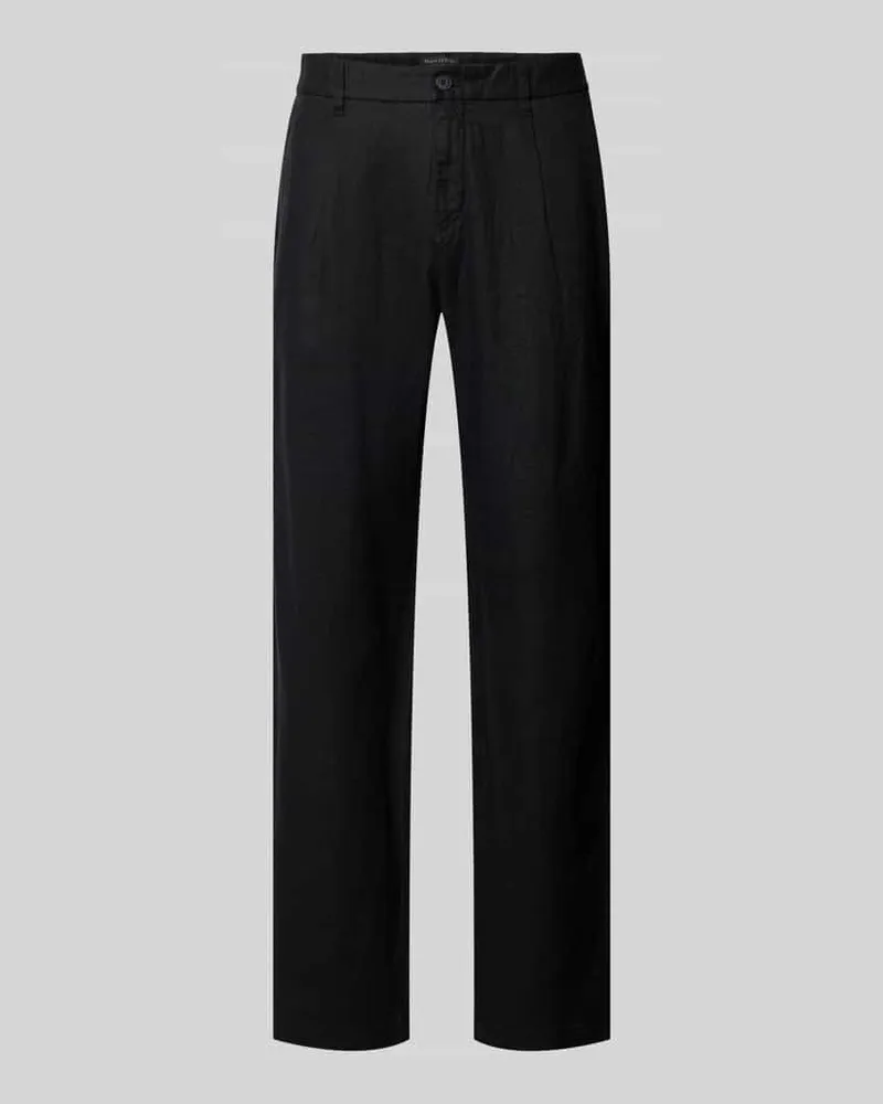Marc O'Polo Tapered Leinenhose mit Gürtelschlaufen Modell 'OSBY JOGGER Black