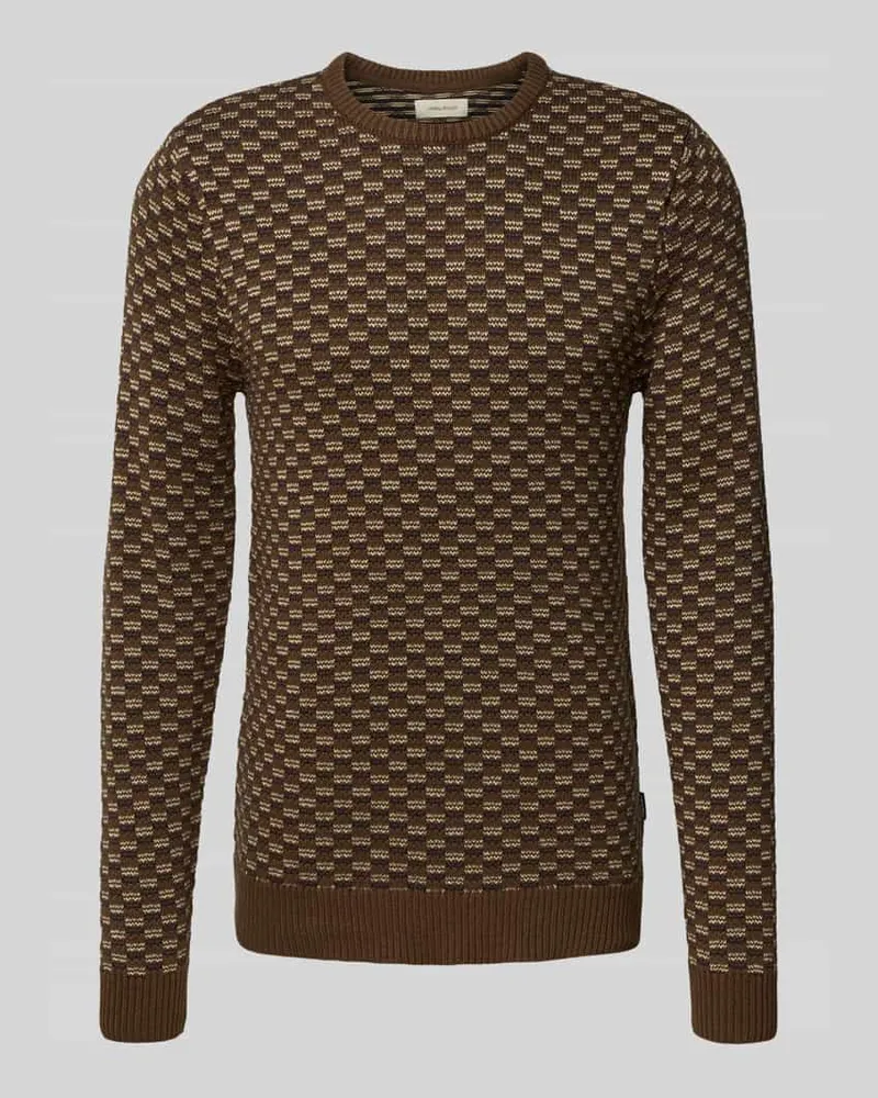 Blend Strickpullover mit gerippten Abschlüssen Modell 'BALEN Dunkelbraun