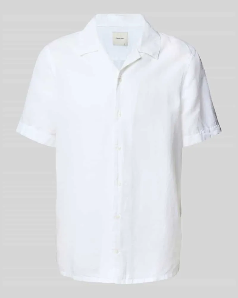 Calvin Klein Regular Fit Leinenhemd mit Reverskragen 