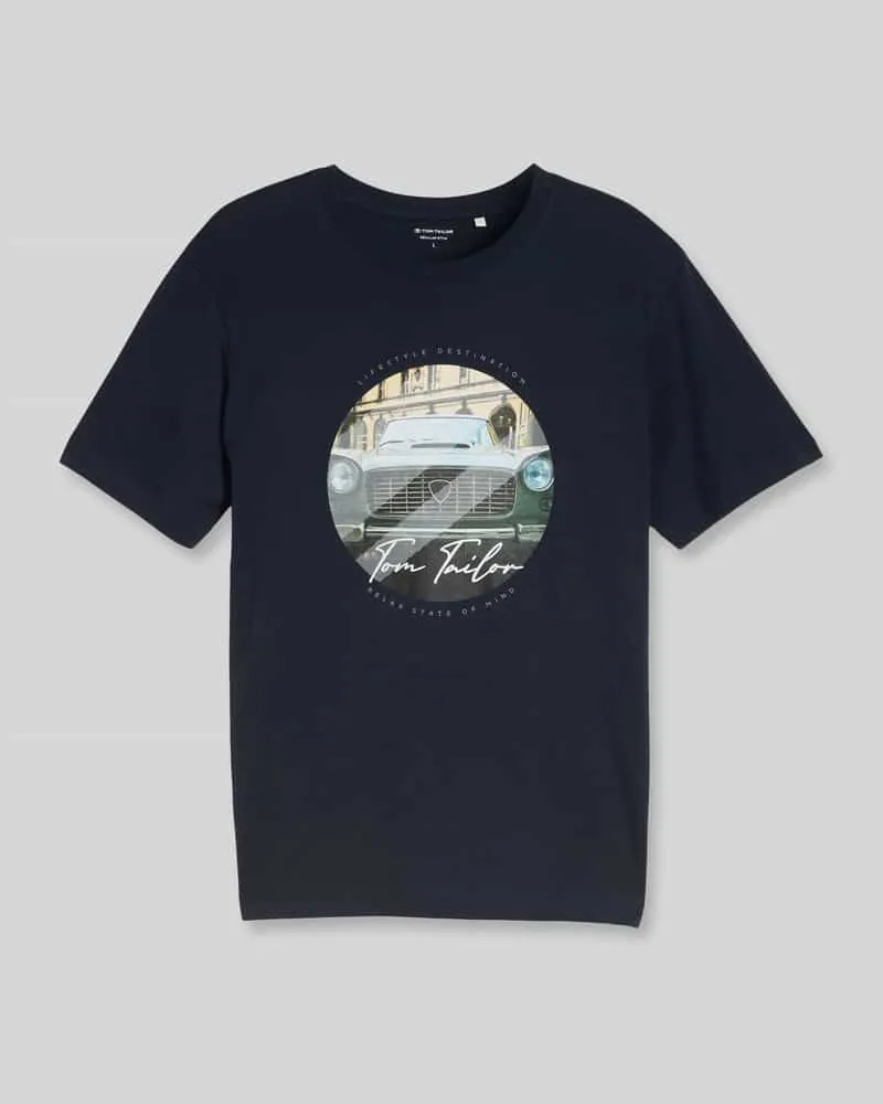Tom Tailor Regular Fit T-Shirt aus reiner Baumwolle Marine