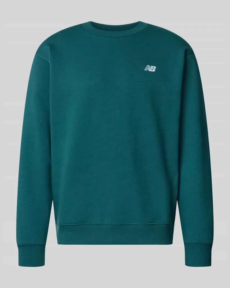New Balance Sweatshirt mit Rundhalsausschnitt und Label-Stitching Dunkelgruen