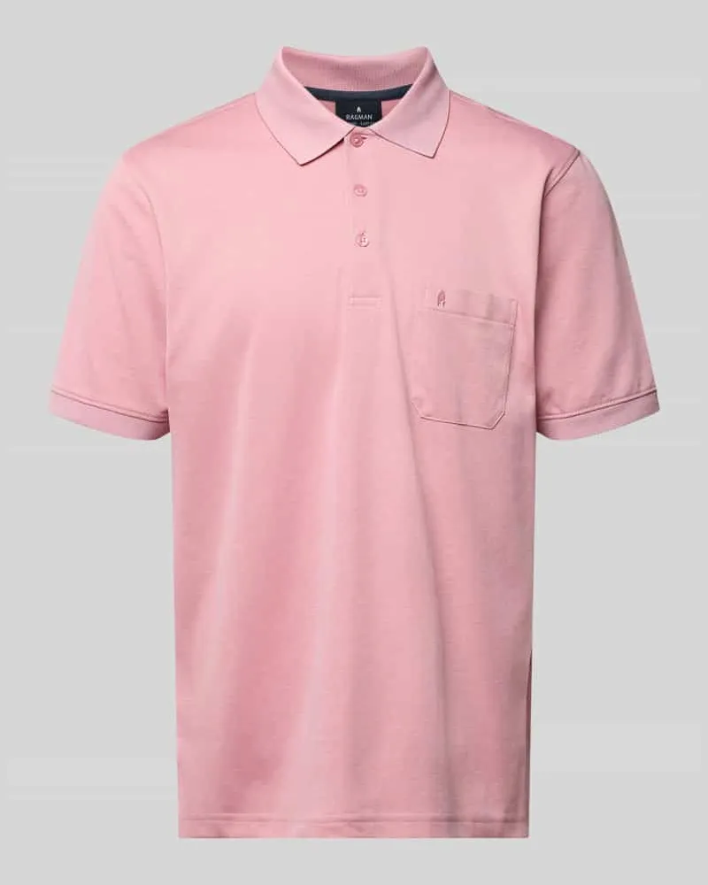 Ragman Relaxed Fit Poloshirt aus Baumwoll-Mix Rosa