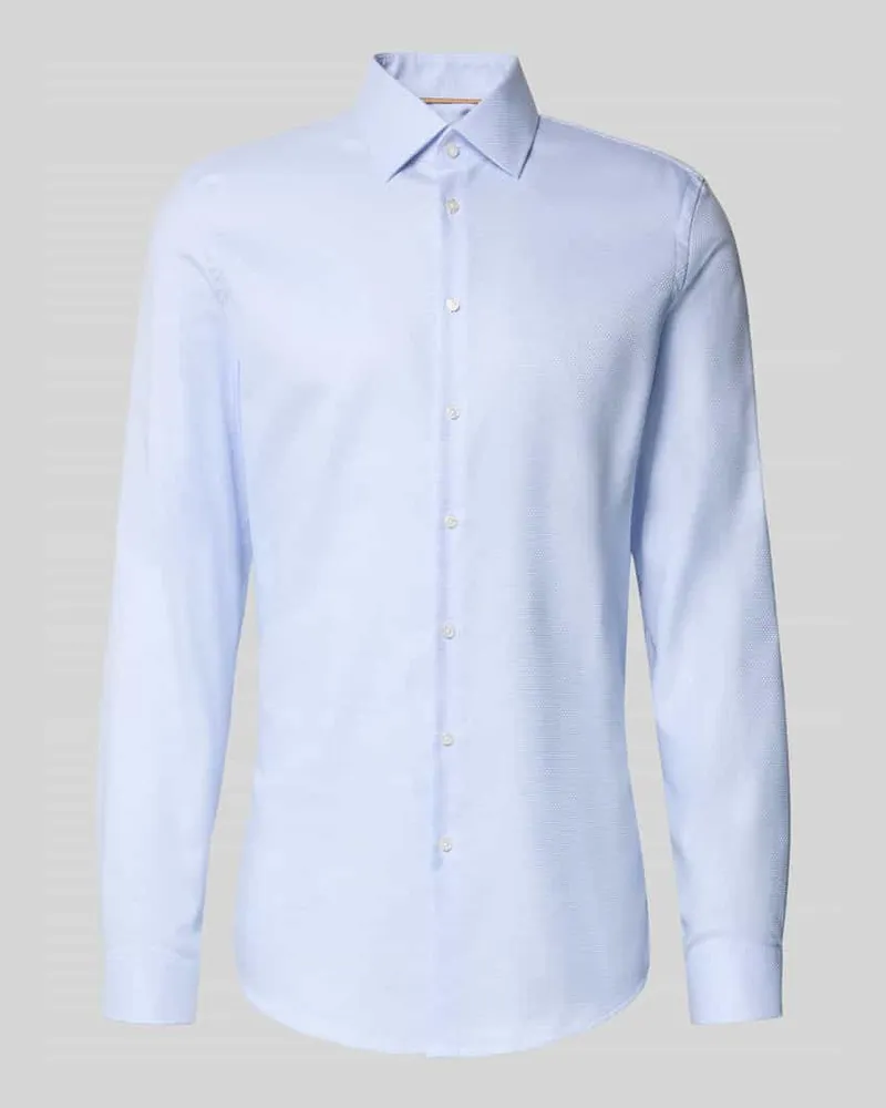 JAKE*S Extralanges Slim Fit Businesshemd mit Kentkragen Bleu