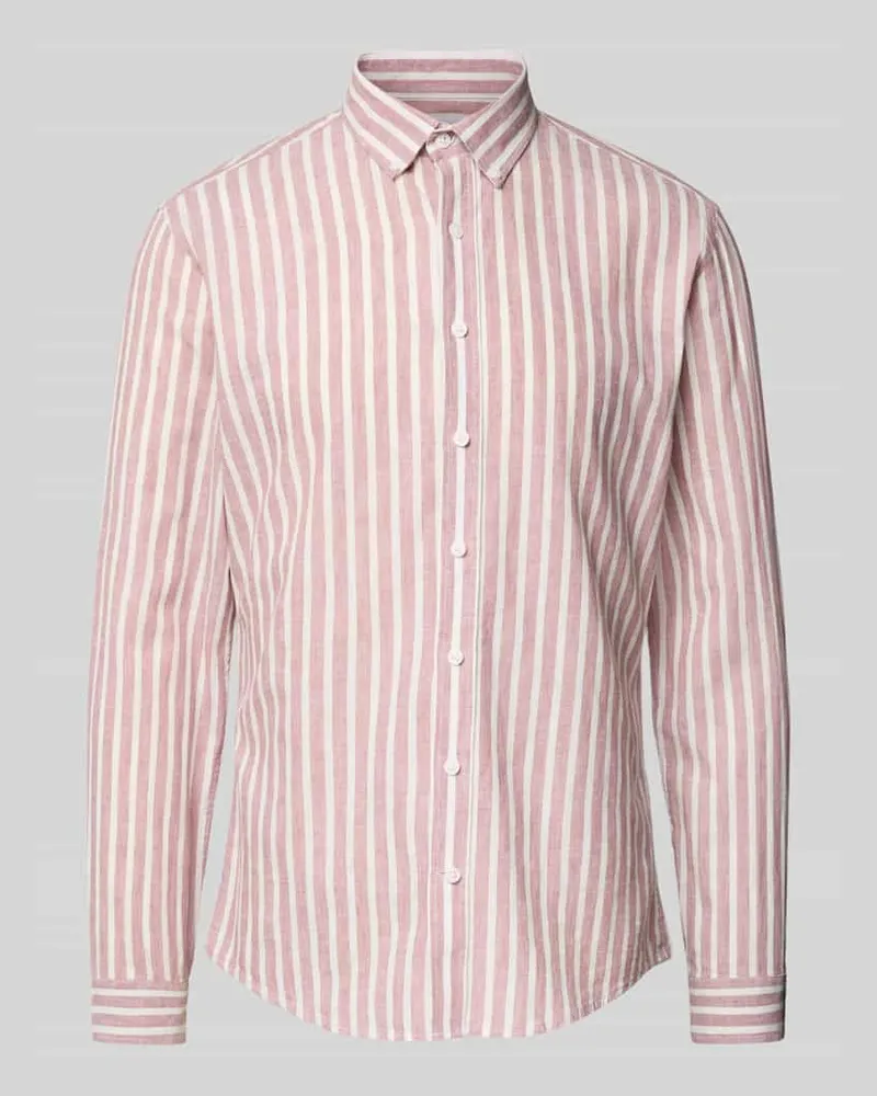 Lindbergh Slim Fit Freizeithemd aus Leinen-Baumwoll-Mix 