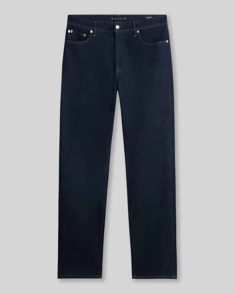 Tommy Hilfiger Straight Fit Jeans aus Baumwoll-Mix im 5-Pocket-Design Dunkelblau
