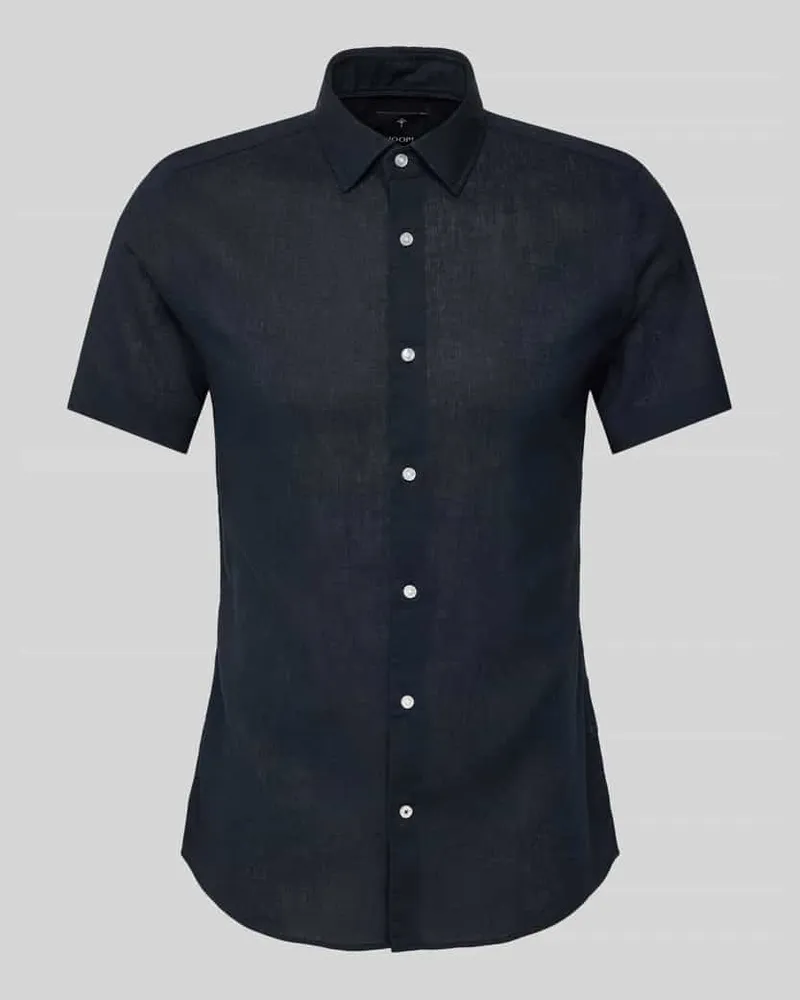 JOOP! Slim Fit Freizeithemd aus Baumwoll-Leinen-Mix Modell 'Pit Dunkelblau