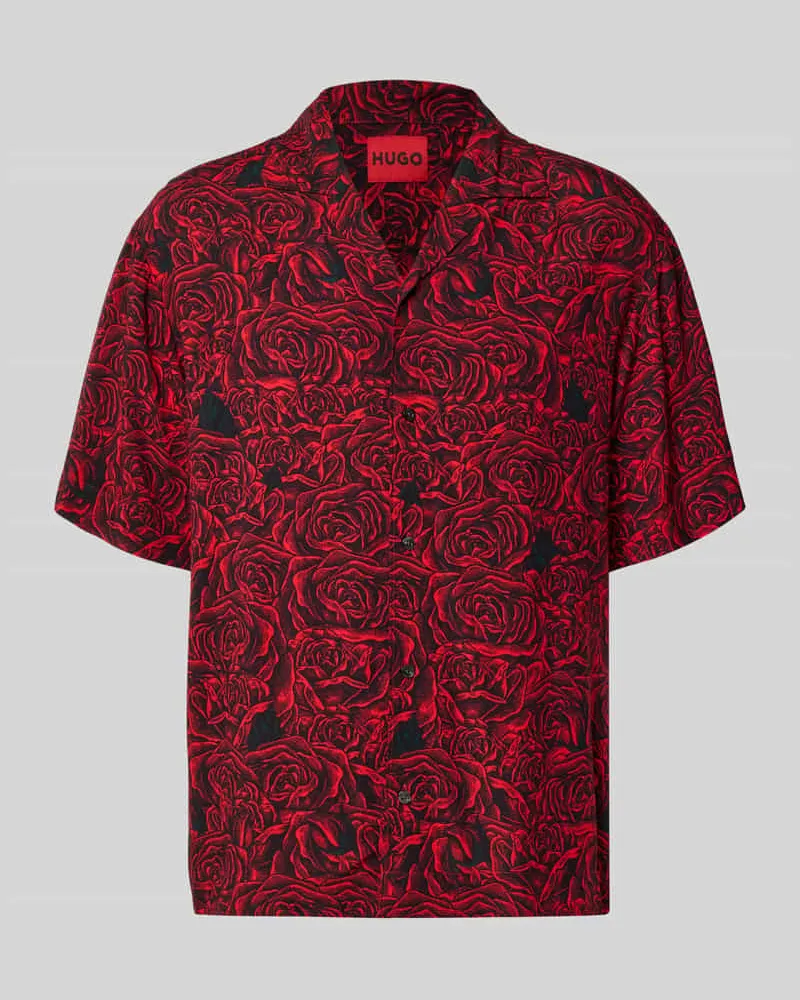 HUGO BOSS Relaxed Fit Freizeithemd aus reiner Viskose Modell 'ESPINO Rot
