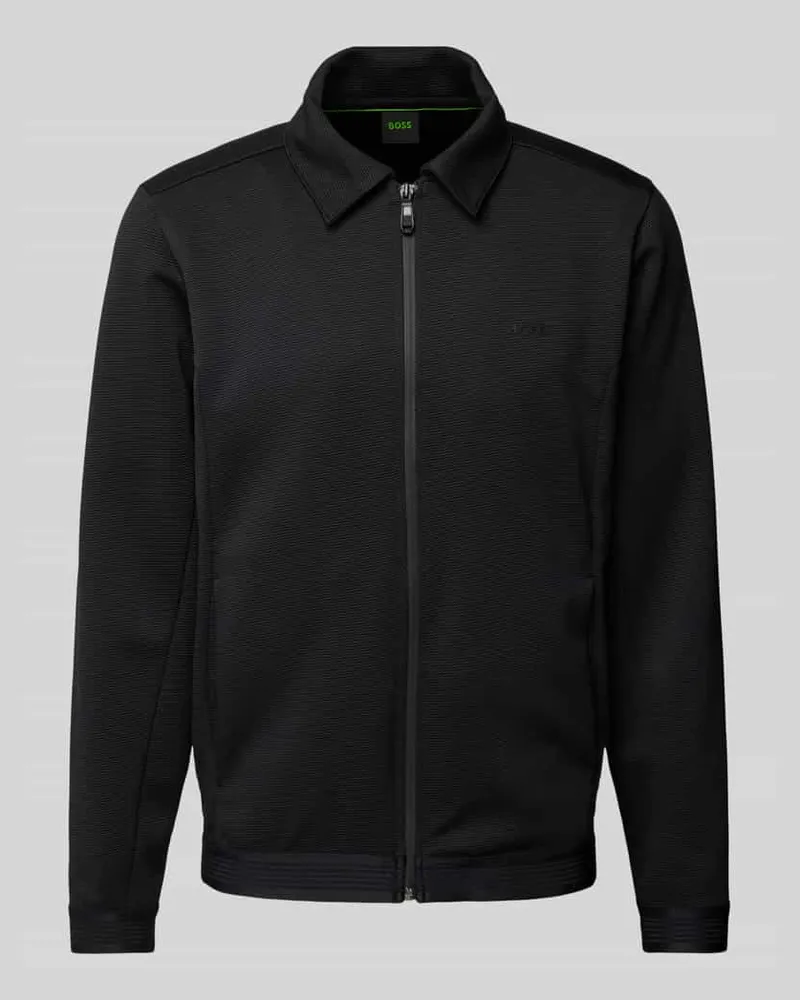 HUGO BOSS Sweatjacke mit Kentkragen Modell 'Surley Black