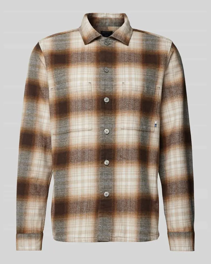 Olymp Regular Fit Freizeithemd aus reiner Baumwolle mit Brusttaschen Sand