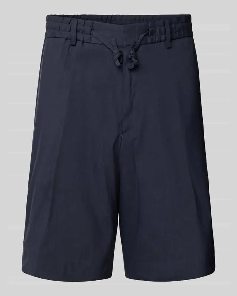 HUGO BOSS Regular Fit Leinenbermudas mit Eingrifftaschen Modell 'Peter Marine