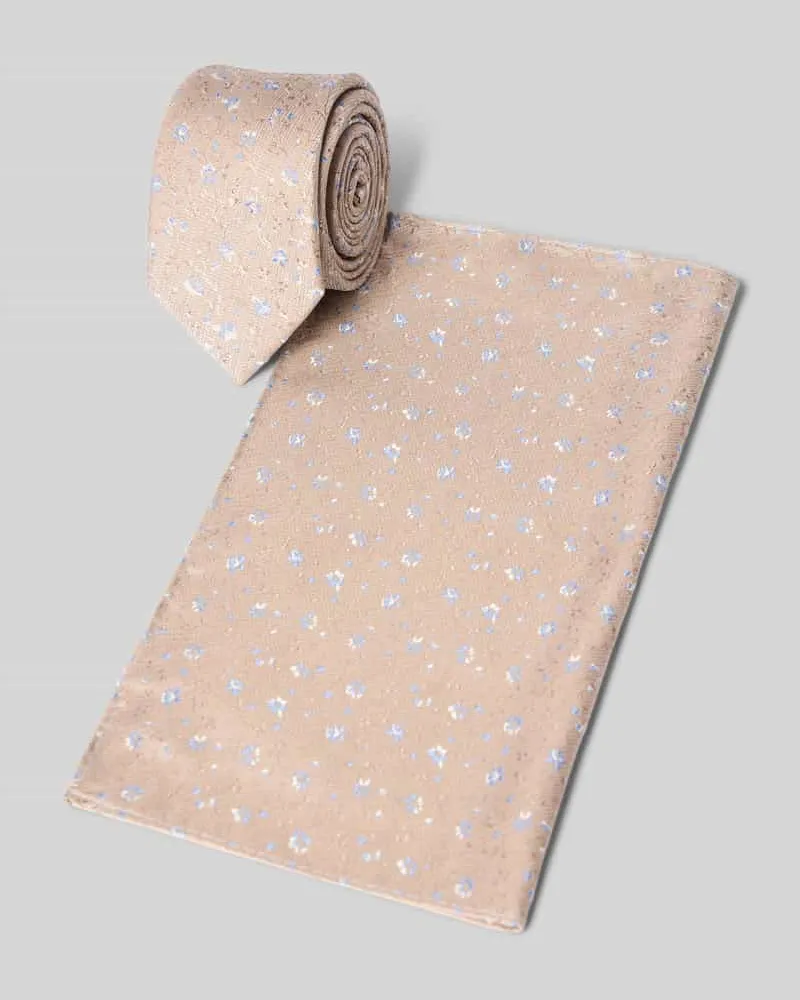 Roy Robson Krawatte im Set mit Einstecktuch Beige