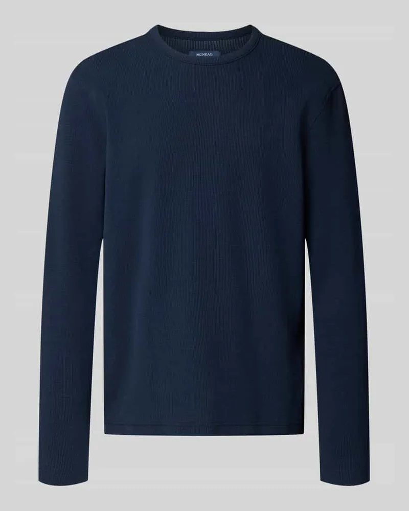 McNeal Longsleeve mit Strukturmuster und Rundhalsausschnitt Dunkelblau