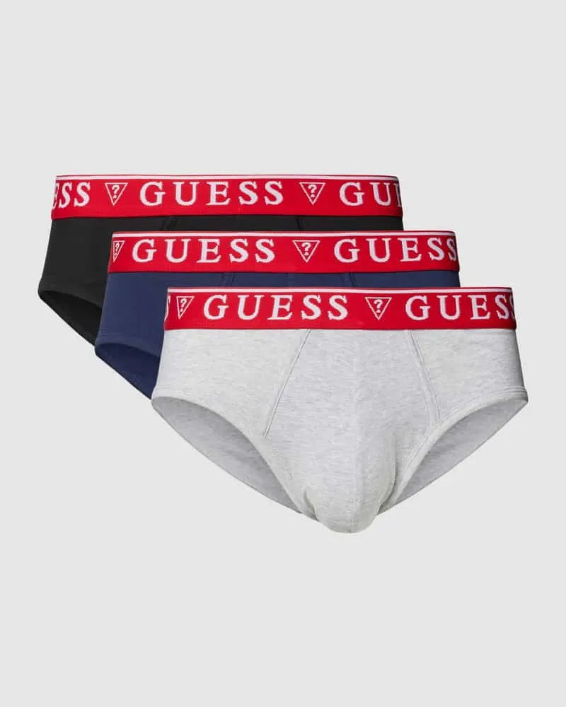 Guess Slip mit elastischem Bund Modell 'BRIAN HERO' im 3er-Pack Mittelgrau