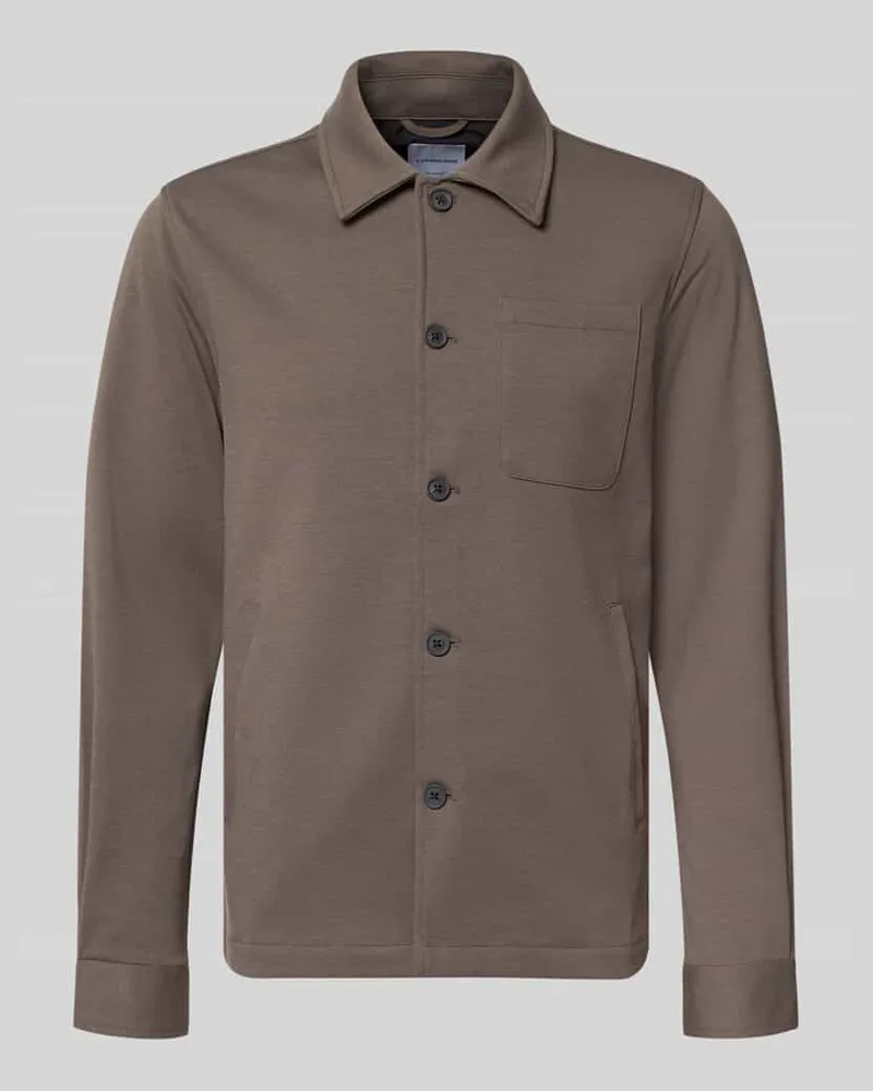Lindbergh Slim Fit Hemdjacke mit Viskose-Anteil Schoko
