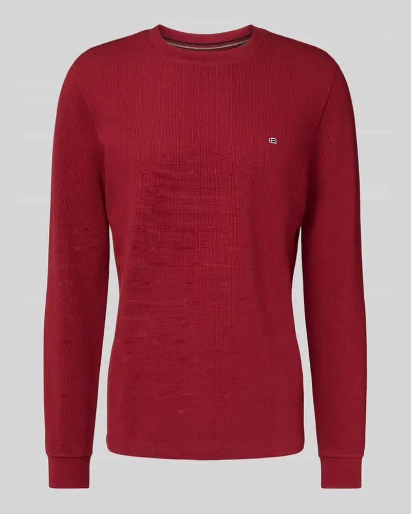 Christian Berg Longsleeve mit Strukturmuster und Rundhalsausschnitt Dunkelrot