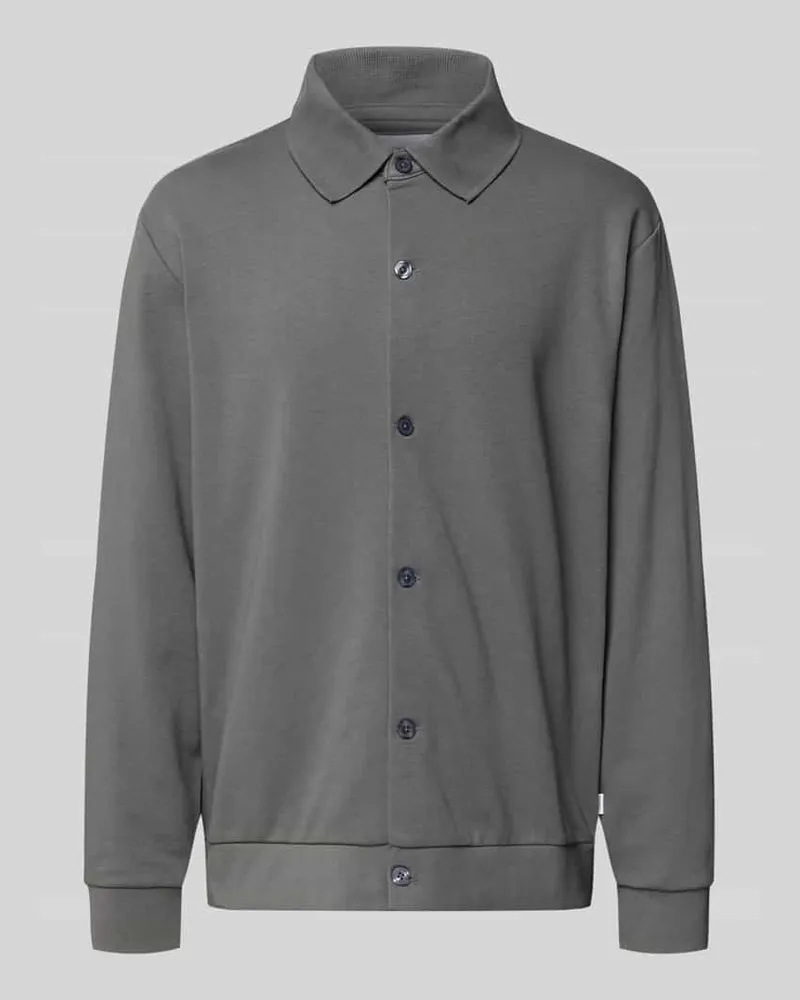 Lindbergh Regular Fit Sweatjacke aus Baumwoll-Mix Mittelgrau